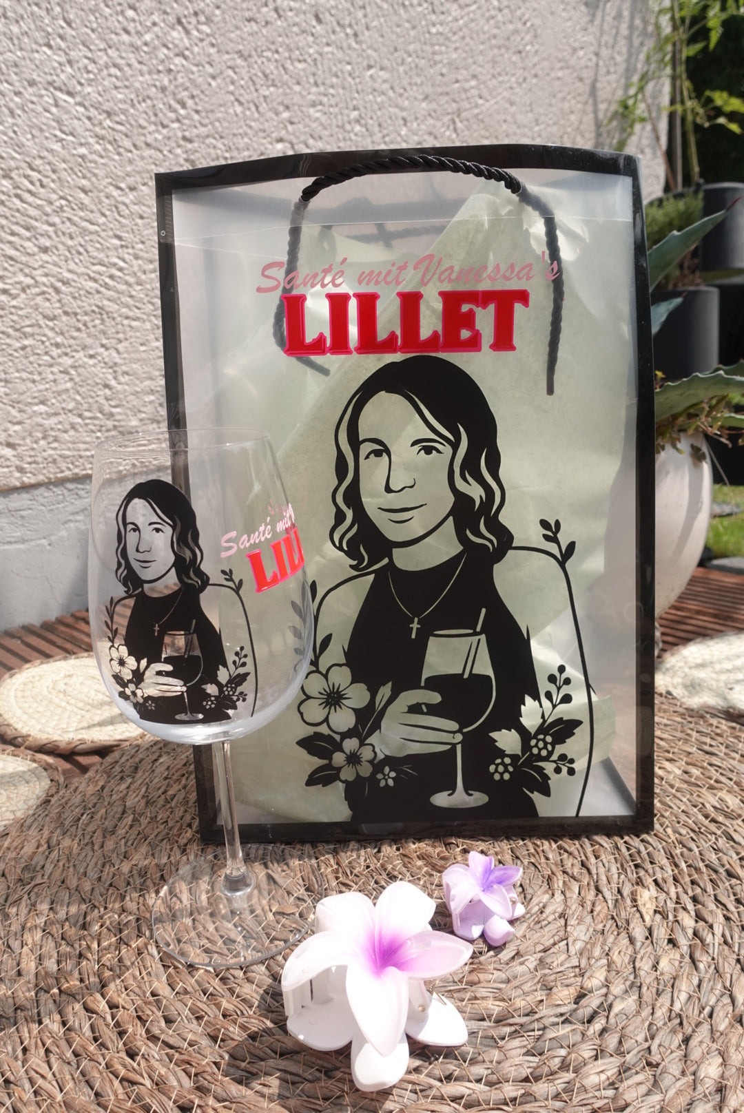 SANTÉ - Personalisiertes Glas mit Geschenktüte